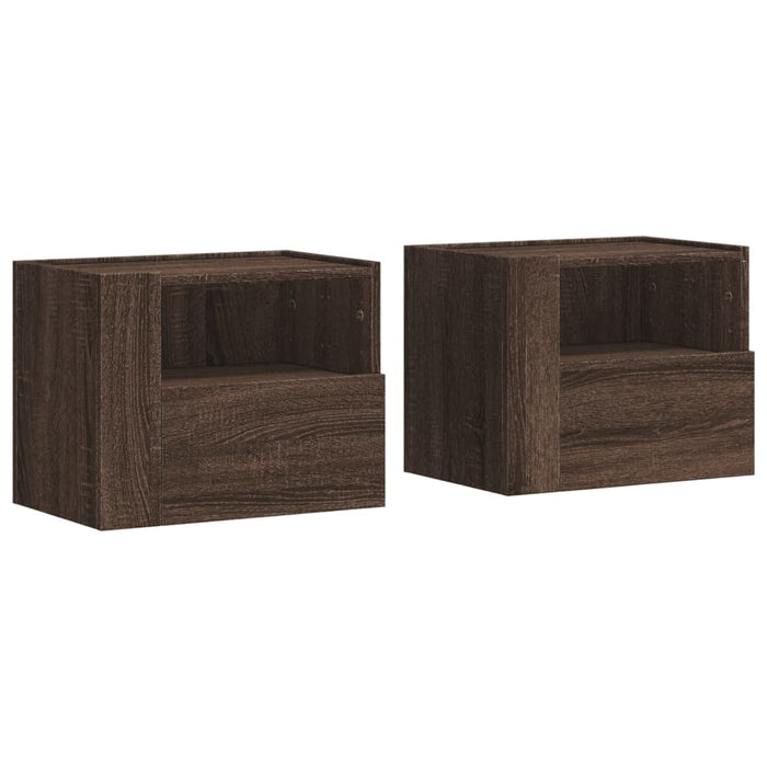 Comodini a Muro 2 pz-Set di 2 Tavolino da notte Rovere Marrone 45x30x35 cm