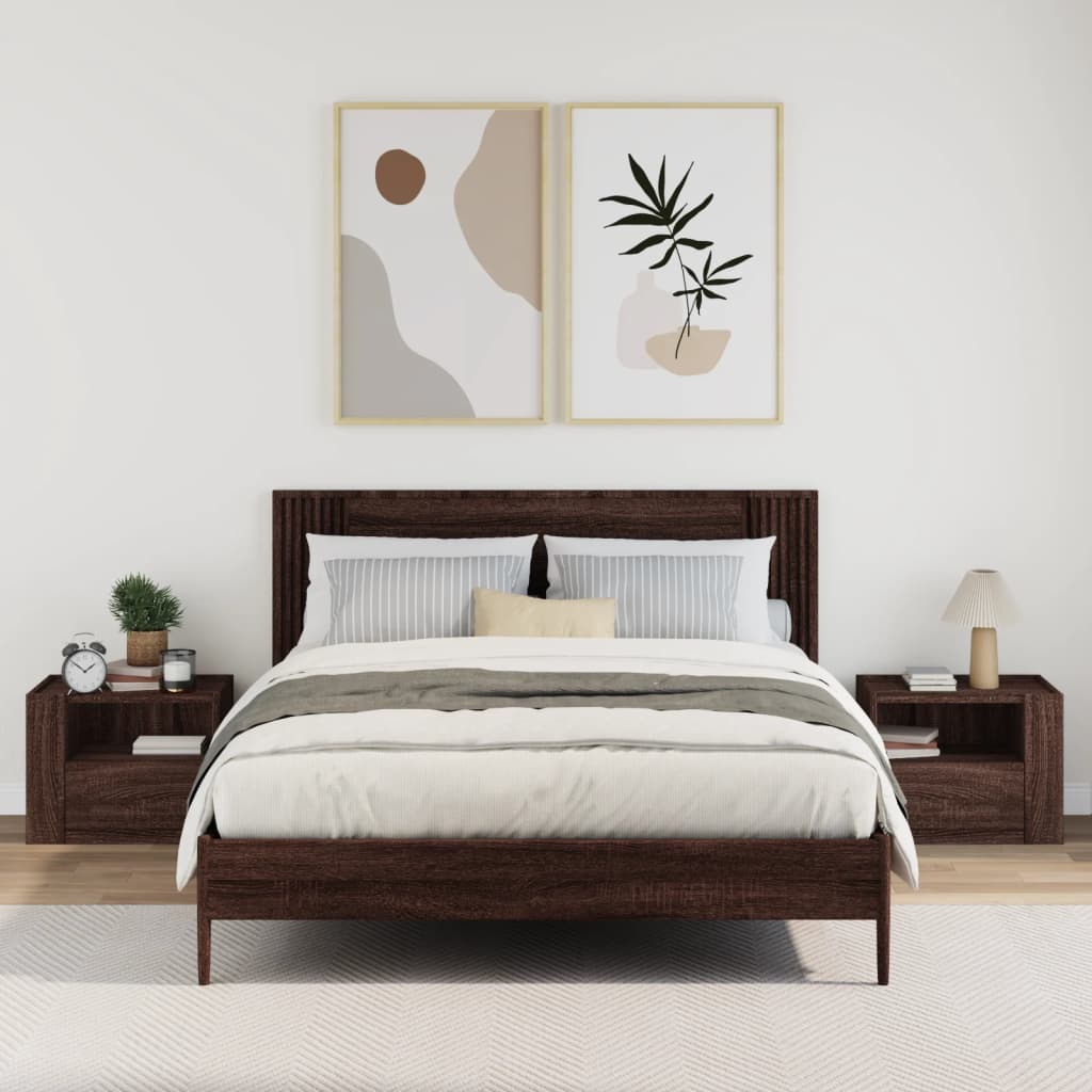 Comodini a Muro 2 pz-Set di 2 Tavolino da notte Rovere Marrone 45x30x35 cm