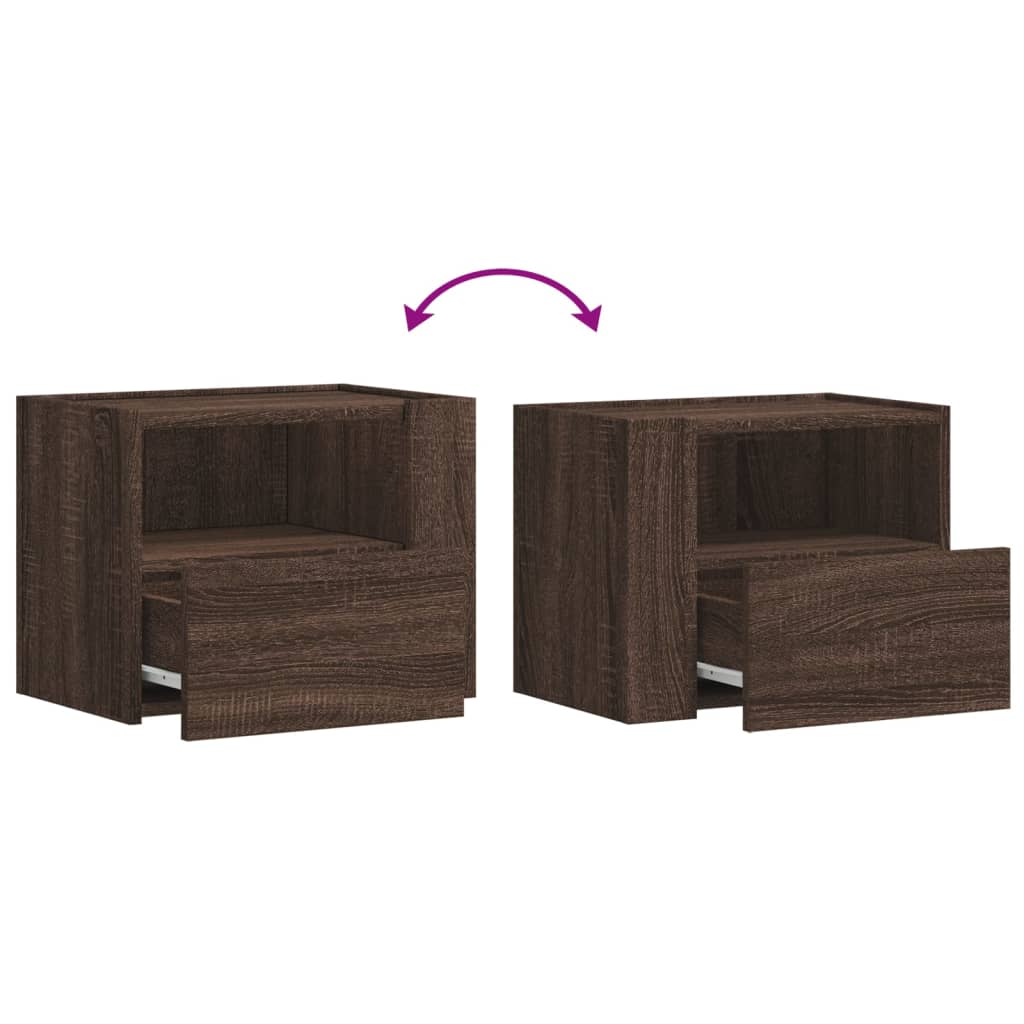 Comodini a Muro 2 pz-Set di 2 Tavolino da notte Rovere Marrone 45x30x35 cm
