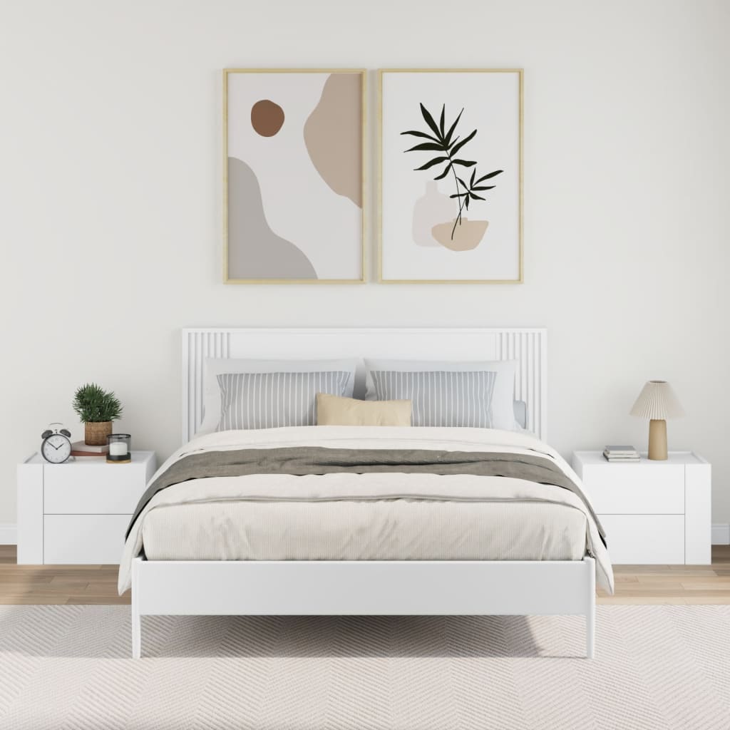 Comodini a Muro 2 pz Bianchi 45x30x35 cm 848326