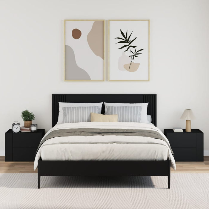 Comodini a Muro 2 pz-Set di 2 Tavolino da notte Nero 45x30x35 cm 241697