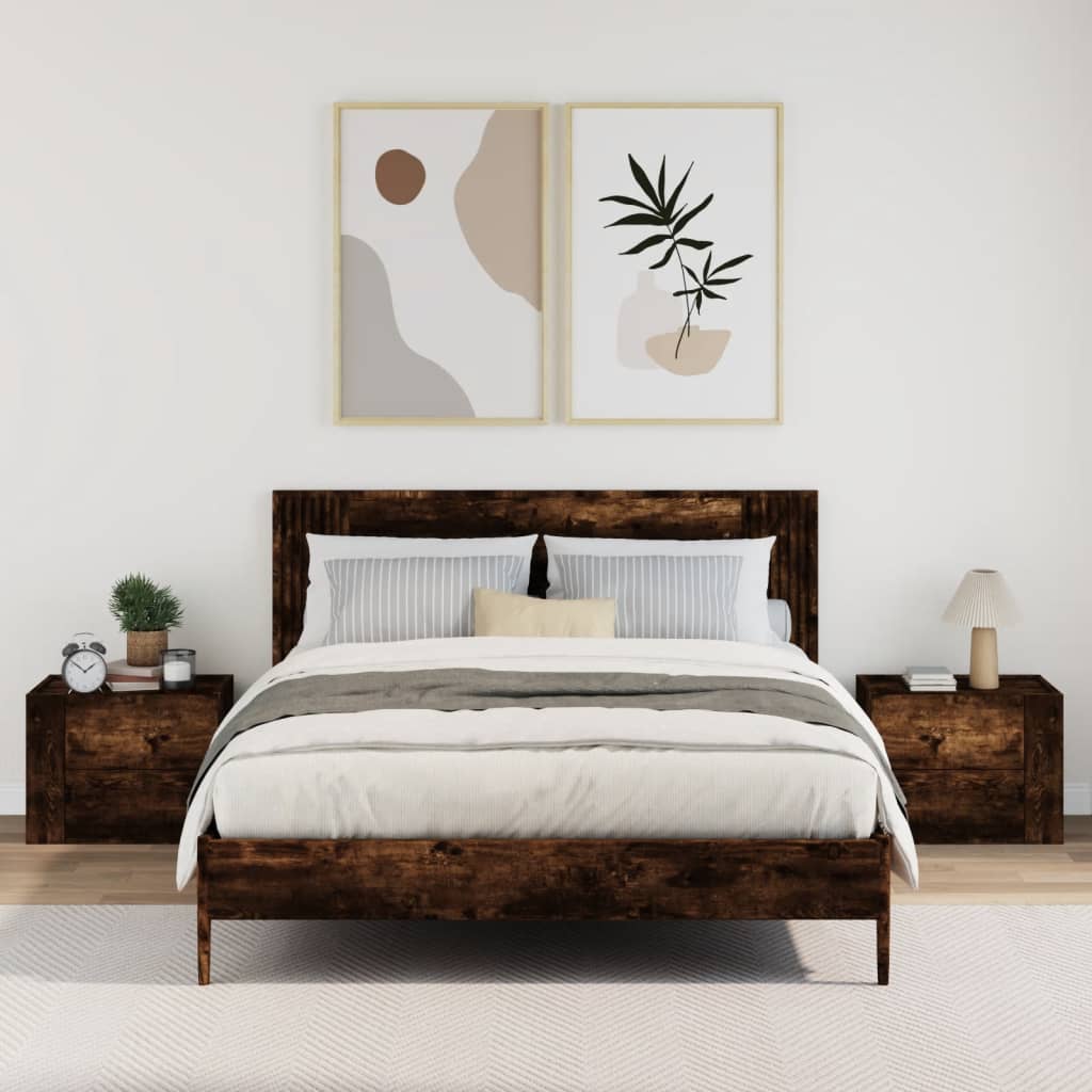 vidaXL Comodini a Muro 2 pz Rovere Fumo 45x30x35 cm