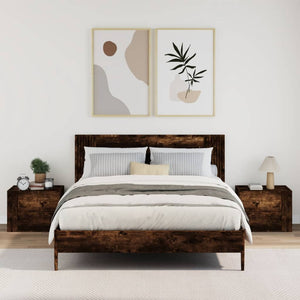 Comodini a Muro 2 pz-Set di 2 Tavolino da notte Rovere Fumo 45x30x35 cm 705306