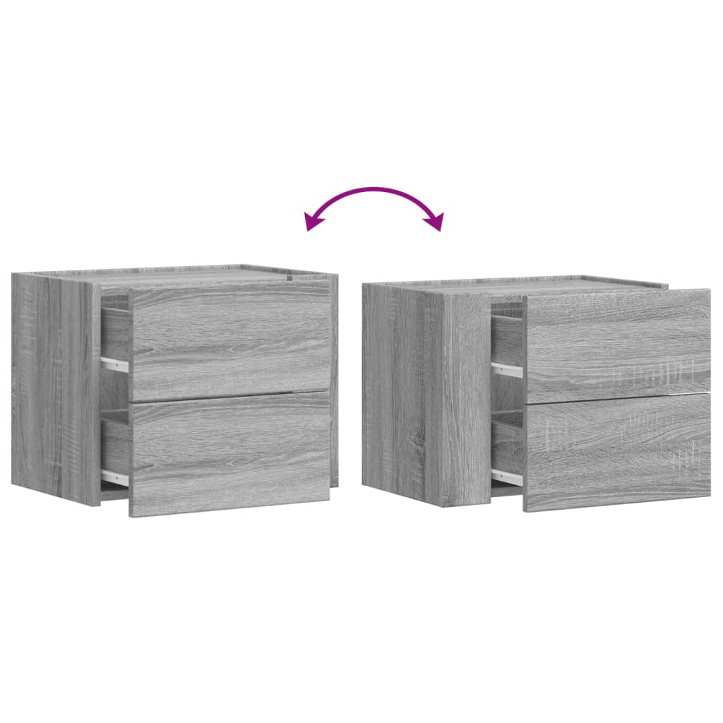 Comodino a Muro-Tavolino da notte sospeso Grigio Sonoma 45x30x35 cm 570138