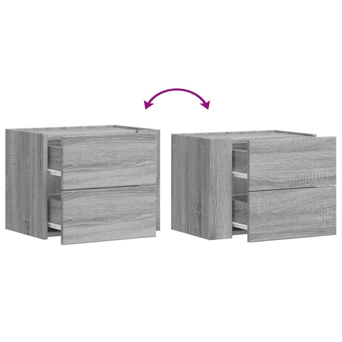 Comodino a Muro-Tavolino da notte sospeso Grigio Sonoma 45x30x35 cm 570138