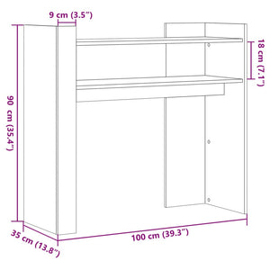 vidaXL Tavolino Consolle Bianco 100x35x90 cm in Legno Multistrato