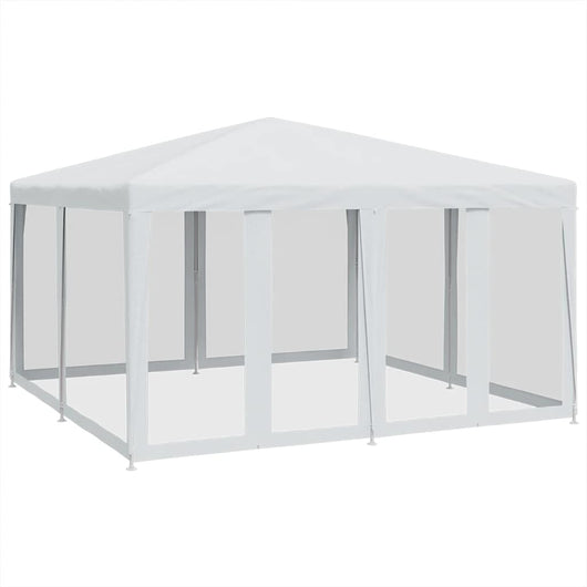 Tenda per Feste con 8 Pareti Laterali in Rete Bianco 4x4 m HDPE 4010061