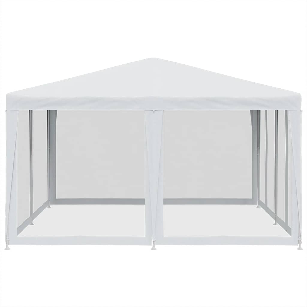 Tenda per Feste con 8 Pareti Laterali in Rete Bianco 4x4 m HDPE