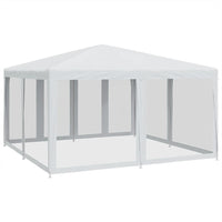 Tenda per Feste con 8 Pareti Laterali in Rete Bianco 4x4 m HDPE