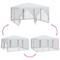 Tenda per Feste con 8 Pareti Laterali in Rete Bianco 4x4 m HDPE