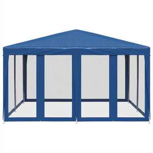 Tenda per Feste con 8 Pareti Laterali in Rete Blu 4x4 m HDPE 4010062