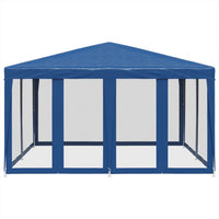 Tenda per Feste con 8 Pareti Laterali in Rete Blu 4x4 m HDPE