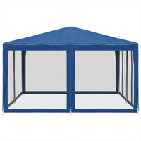 Tenda per Feste con 8 Pareti Laterali in Rete Blu 4x4 m HDPE