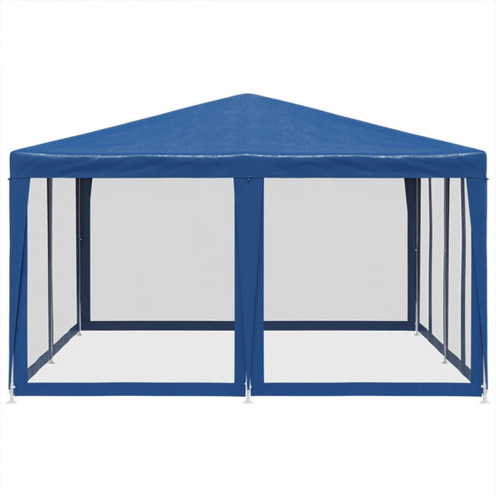 Tenda per Feste con 8 Pareti Laterali in Rete Blu 4x4 m HDPE