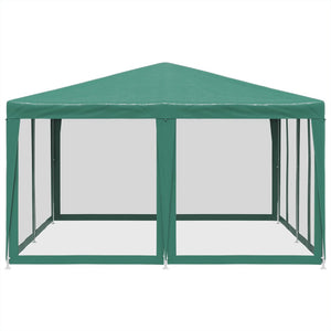 Tenda per Feste con 8 Pareti Laterali in Rete Verde 4x4 m HDPE