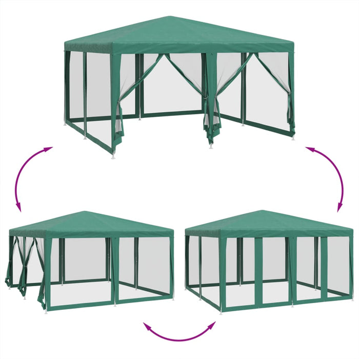 Tenda per Feste con 8 Pareti Laterali in Rete Verde 4x4 m HDPE 4010063