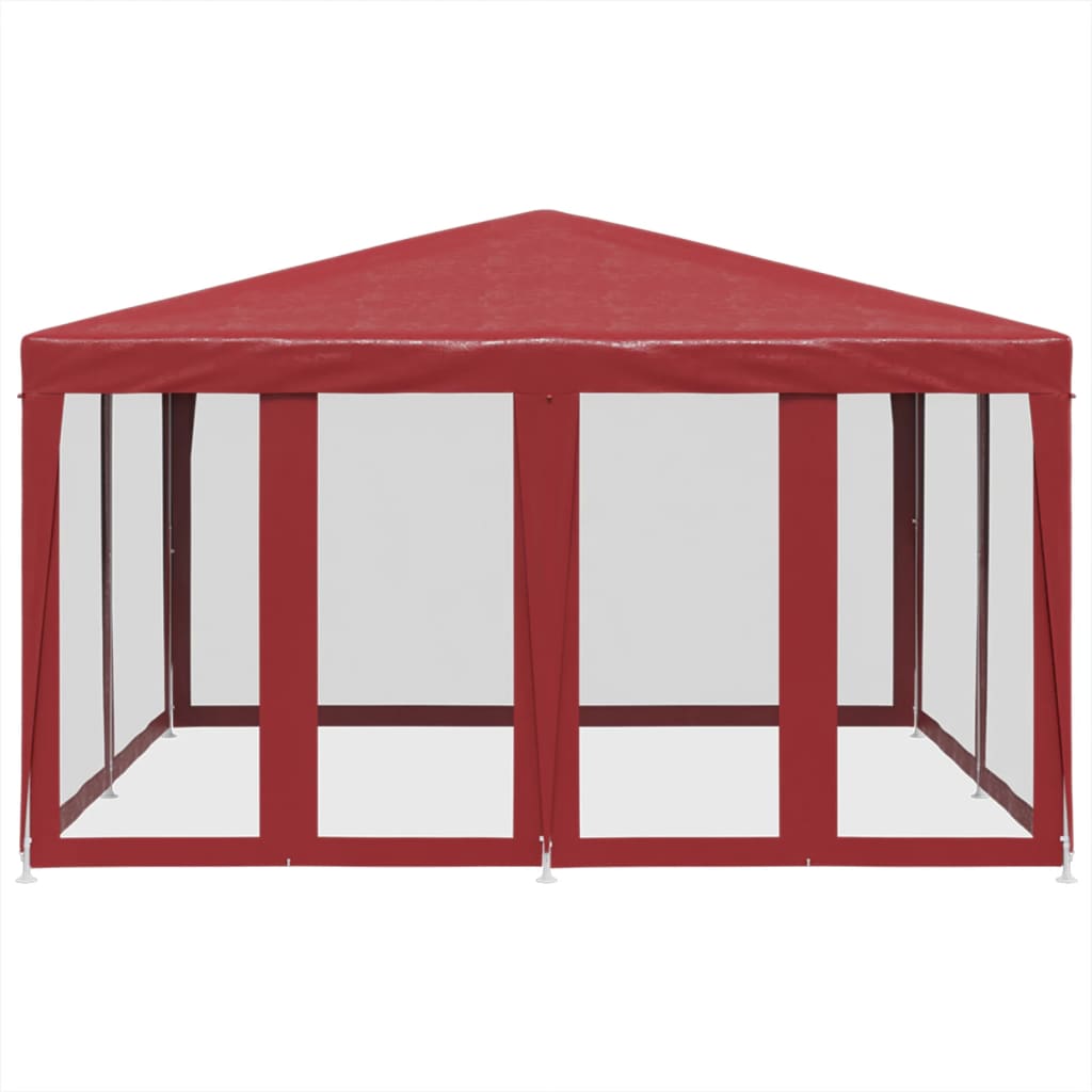 Tenda per Feste con 8 Pareti Laterali in Rete Rossa 4x4 m HDPE 4010065