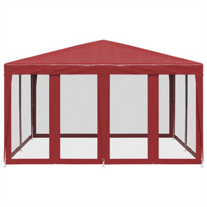 Tenda per Feste con 8 Pareti Laterali in Rete Rossa 4x4 m HDPE 4010065