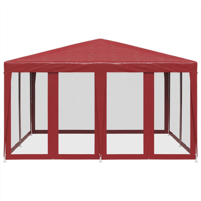 Tenda per Feste con 8 Pareti Laterali in Rete Rossa 4x4 m HDPE 4010065