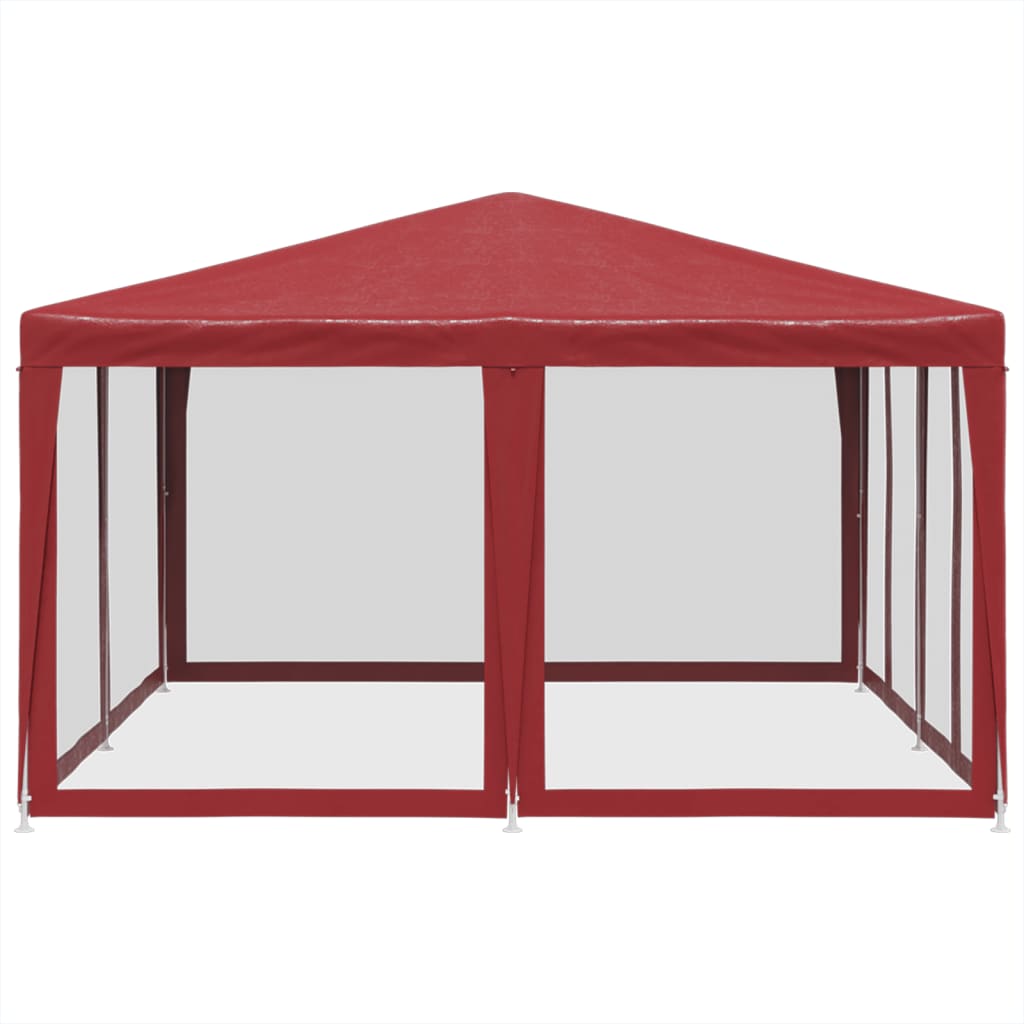 Tenda per Feste con 8 Pareti Laterali in Rete Rossa 4x4 m HDPE 4010065