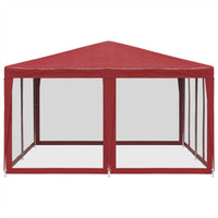 Tenda per Feste con 8 Pareti Laterali in Rete Rossa 4x4 m HDPE 4010065