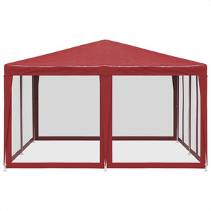 Tenda per Feste con 8 Pareti Laterali in Rete Rossa 4x4 m HDPE 4010065