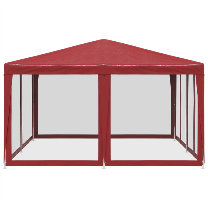 Tenda per Feste con 8 Pareti Laterali in Rete Rossa 4x4 m HDPE 4010065