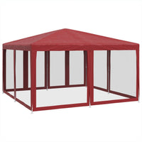 Tenda per Feste con 8 Pareti Laterali in Rete Rossa 4x4 m HDPE 4010065