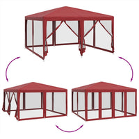 Tenda per Feste con 8 Pareti Laterali in Rete Rossa 4x4 m HDPE 4010065