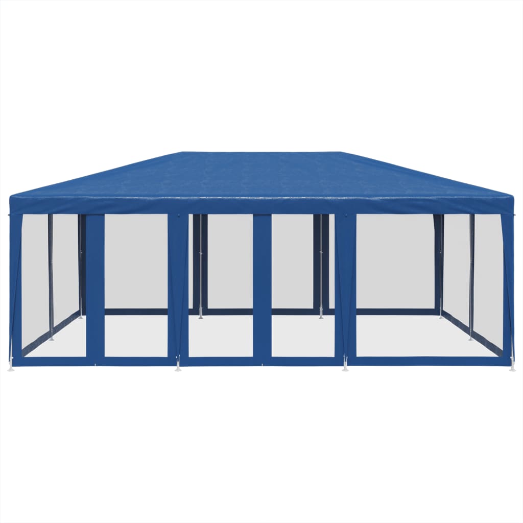 Tenda per Feste con 10 Pareti Laterali in Rete Blu 6x4 m HDPE 4010067