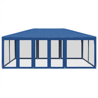 Tenda per Feste con 10 Pareti Laterali in Rete Blu 6x4 m HDPE 4010067
