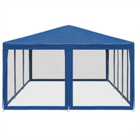 Tenda per Feste con 10 Pareti Laterali in Rete Blu 6x4 m HDPE 4010067
