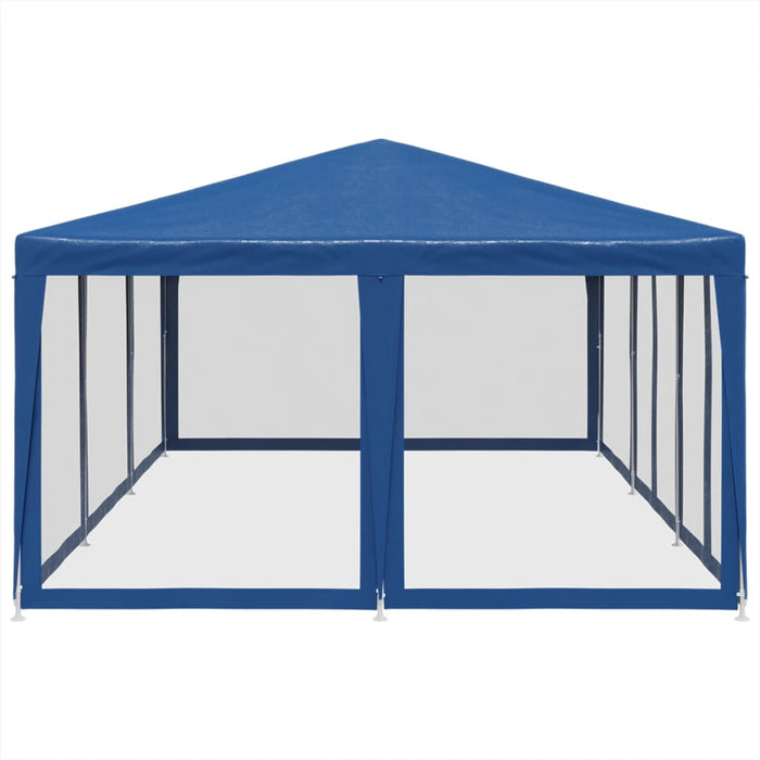 Tenda per Feste con 10 Pareti Laterali in Rete Blu 6x4 m HDPE 4010067