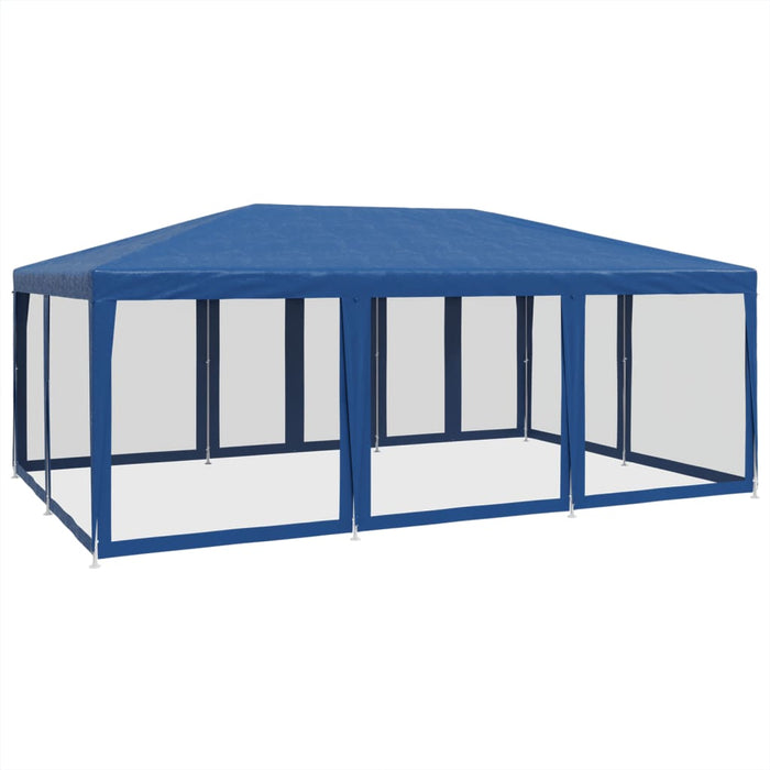 vidaXL Tenda per Feste con 10 Pareti Laterali in Rete Blu 6x4 m HDPE