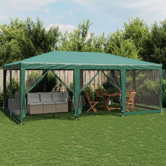Tenda per Feste con 10 Pareti Laterali in Rete Verde 6x4 m HDPE 4010068
