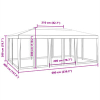 Tenda per Feste con 10 Pareti in Rete Antracite 6x4 m in HDPE 4010069