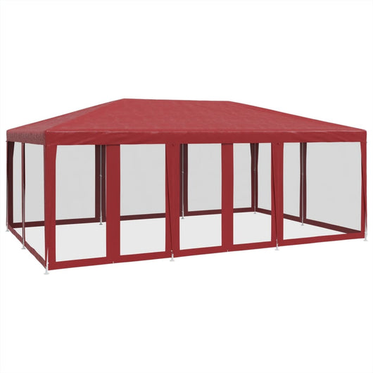 Tenda per Feste con 10 Pareti Laterali in Rete Rossa 6x4 m HDPE 4010070
