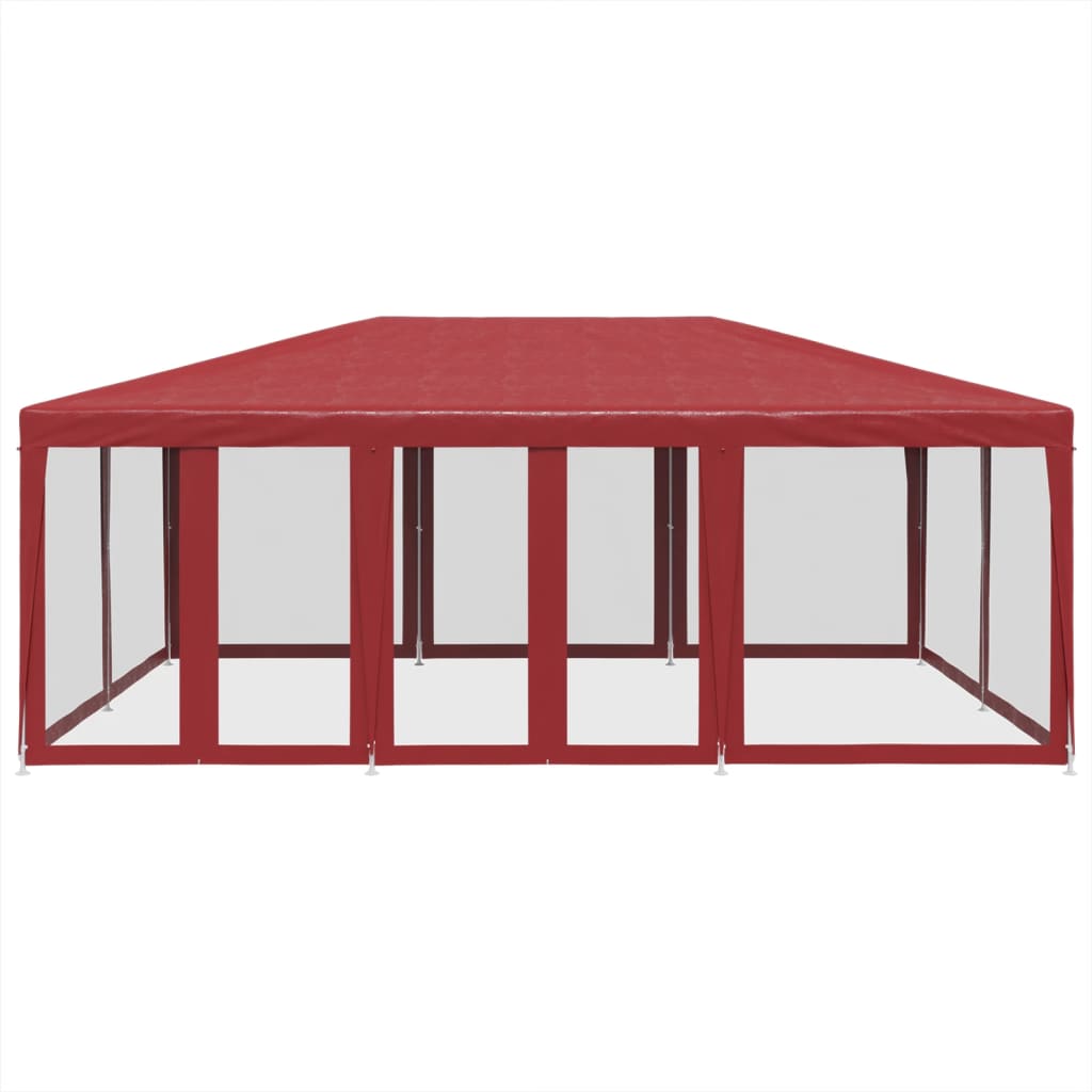 vidaXL Tenda per Feste con 10 Pareti Laterali in Rete Rossa 6x4 m HDPE