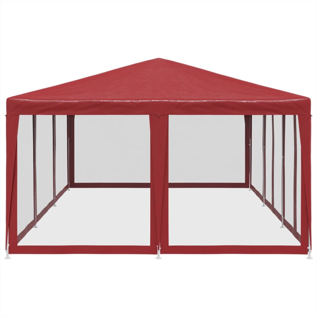 Tenda per Feste con 10 Pareti Laterali in Rete Rossa 6x4 m HDPE 4010070