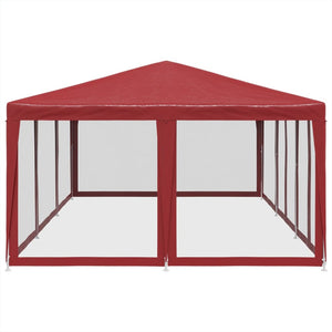 Tenda per Feste con 10 Pareti Laterali in Rete Rossa 6x4 m HDPE 4010070