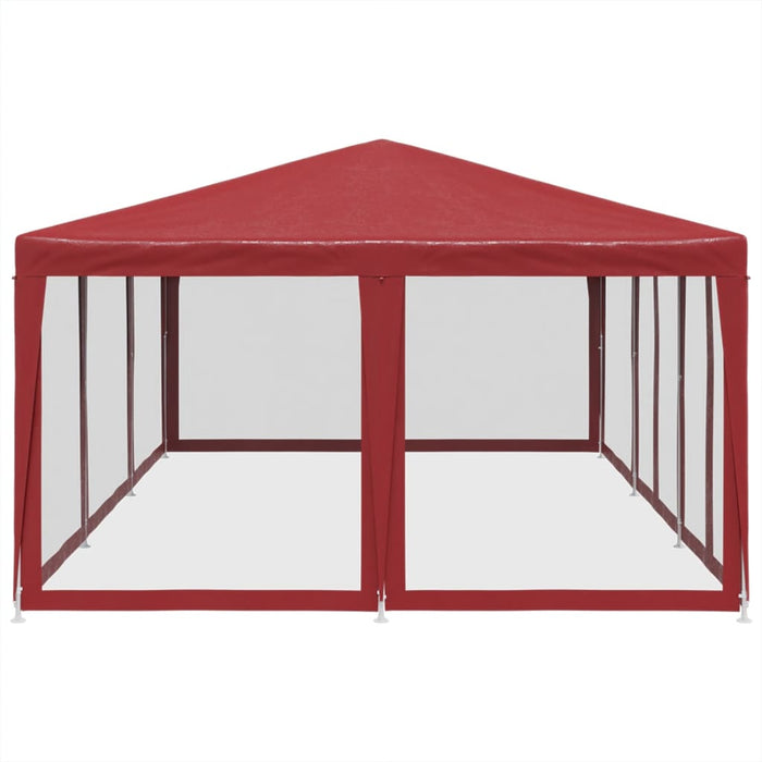Tenda per Feste con 10 Pareti Laterali in Rete Rossa 6x4 m HDPE 4010070