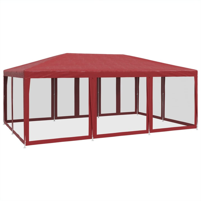 Tenda per Feste con 10 Pareti Laterali in Rete Rossa 6x4 m HDPE 4010070