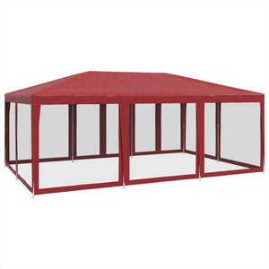 vidaXL Tenda per Feste con 10 Pareti Laterali in Rete Rossa 6x4 m HDPE