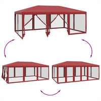 Tenda per Feste con 10 Pareti Laterali in Rete Rossa 6x4 m HDPE 4010070