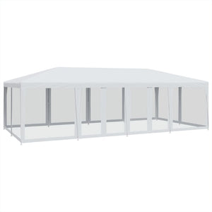 Tenda per Feste con 12 Pareti Laterali in Rete Bianco 8x4m HDPE 4010071