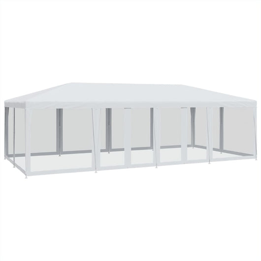 Tenda per Feste con 12 Pareti Laterali in Rete Bianco 8x4m HDPE 4010071