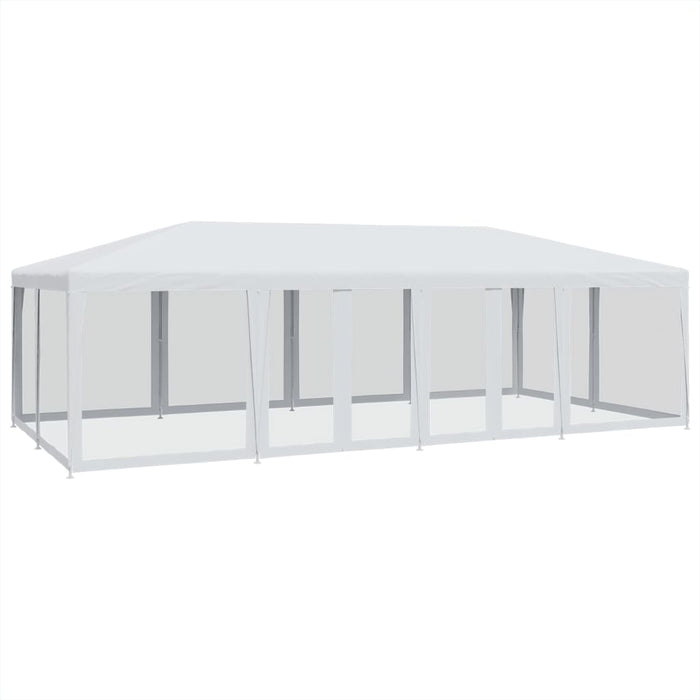 Tenda per Feste con 12 Pareti Laterali in Rete Bianco 8x4m HDPE 4010071