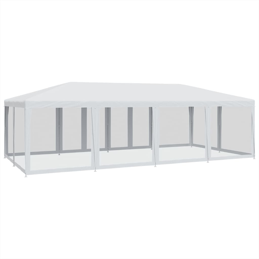 Tenda per Feste con 12 Pareti Laterali in Rete Bianco 8x4m HDPE 4010071