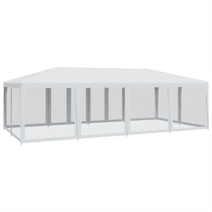 Tenda per Feste con 12 Pareti Laterali in Rete Bianco 8x4m HDPE 4010071