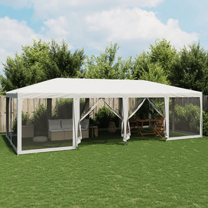 Tenda per Feste con 12 Pareti Laterali in Rete Bianco 8x4m HDPE 4010071